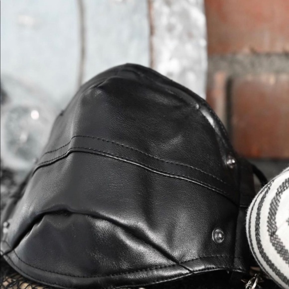 Faux Black Leather Face Mask